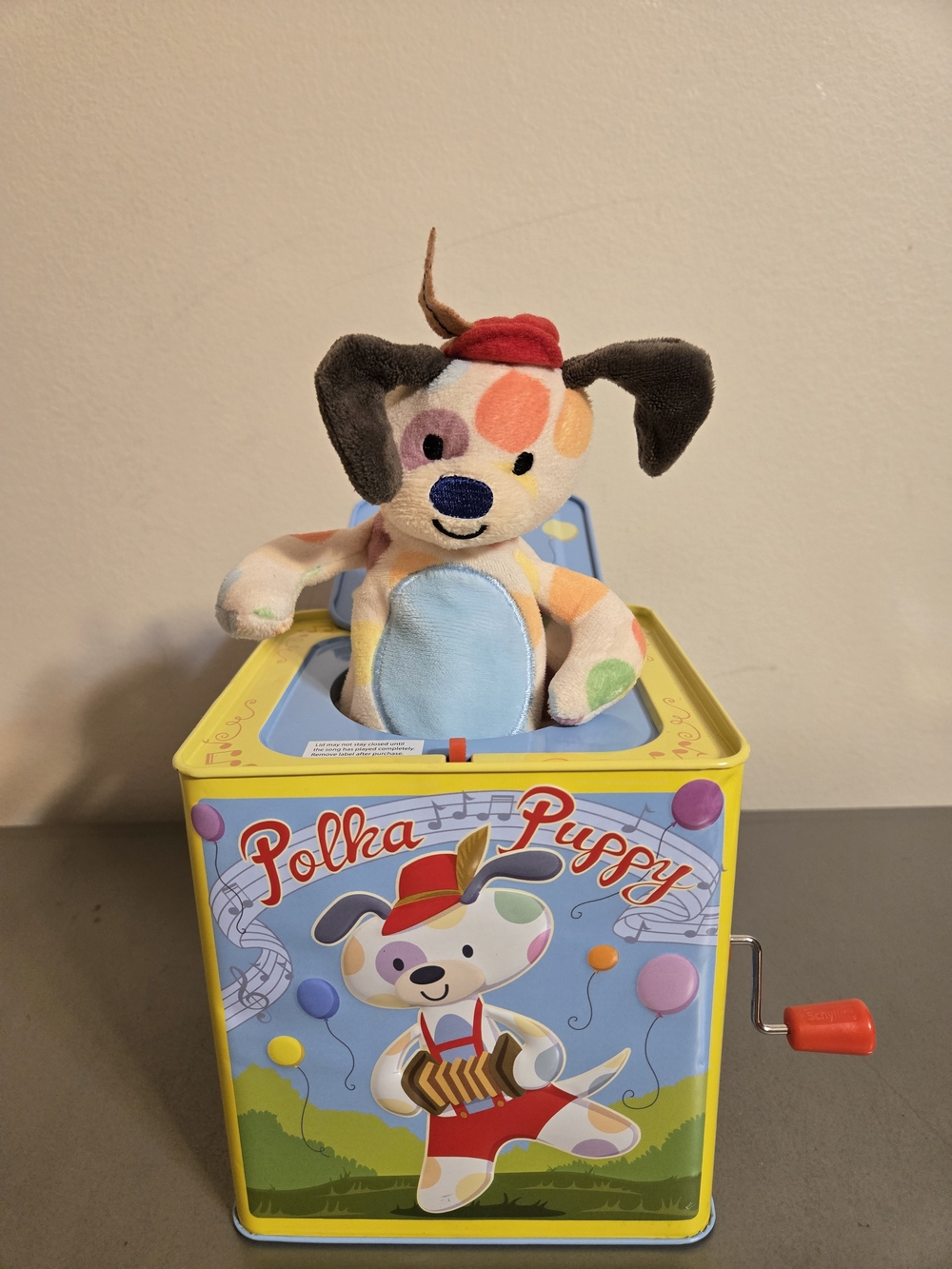 Schylling Polka Puppy Jack-in-the-Box Musical Toy